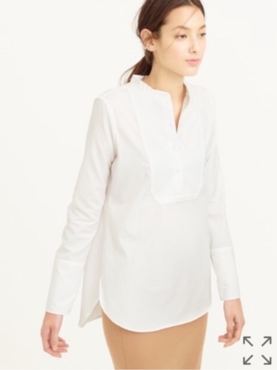J. Crew Tops - J Crew White Tuxedo Button-Front Bib Tunic Top Shirt Blouse popover 10 M